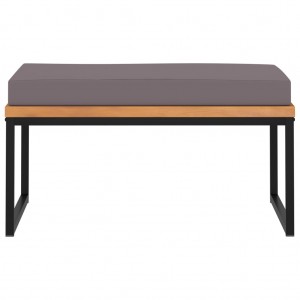 Reposapiés y cojín madera maciza acacia gris oscuro 66x66x36 cm H