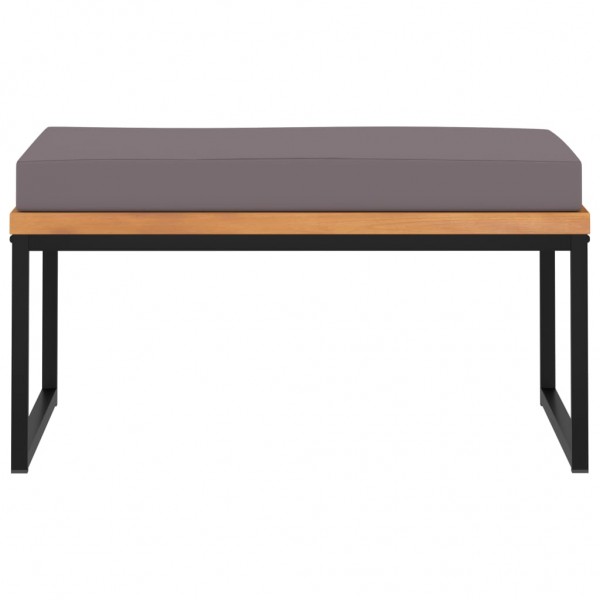 Reposapiés y cojín madera maciza acacia gris oscuro 66x66x36 cm M 2