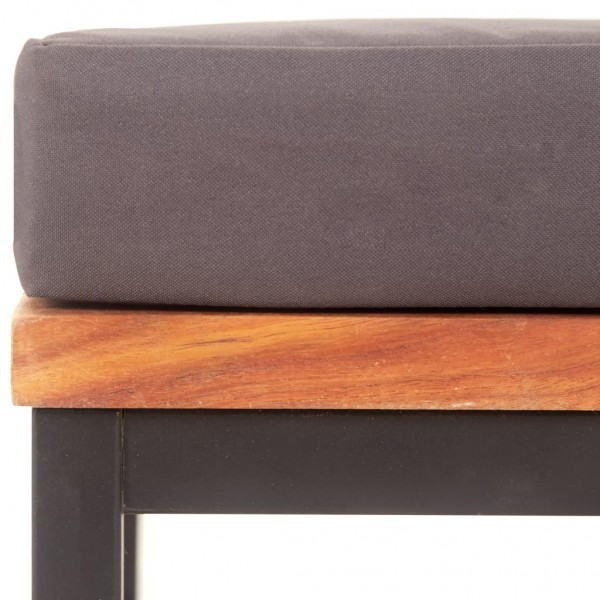 Reposapiés y cojín madera maciza acacia gris oscuro 66x66x36 cm M 4