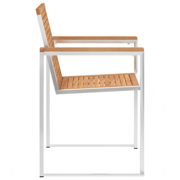 Cadeiras de jardim 2 pcs madeira teca maciça e aço inoxidável M 4