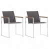 Cadeiras de jardim 2 pcs textilene e aço inoxidável cinzento 1