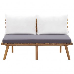 Banco de jardín con cojines madera maciza de acacia 115 cm H