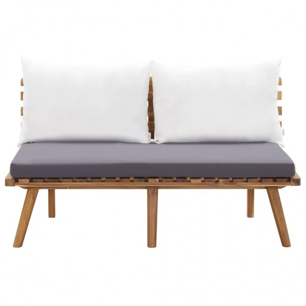 Banco de jardín con cojines madera maciza de acacia 115 cm M 2