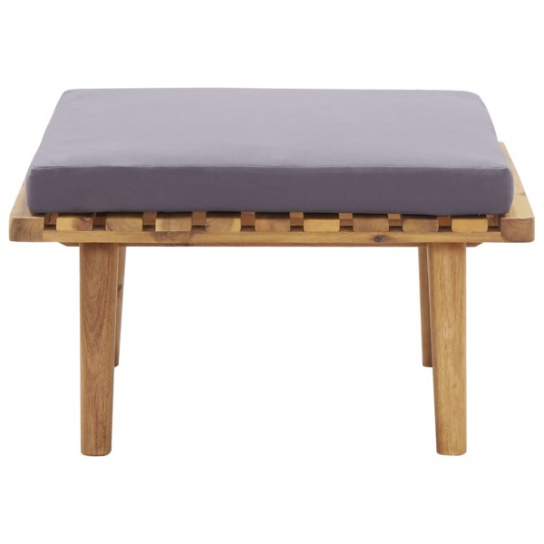 Reposapiés de jardín y cojín madera maciza acacia 60x60x29 cm M 3