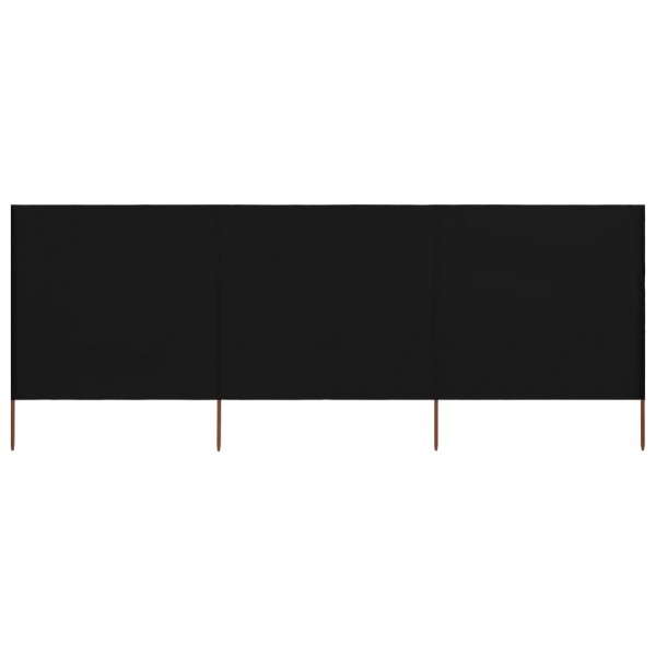 Paravientos de playa de 3 paneles tela negro 400x160 cm D