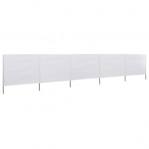 Paravientos de 5 paneles tela blanco arena 600x120 cm H