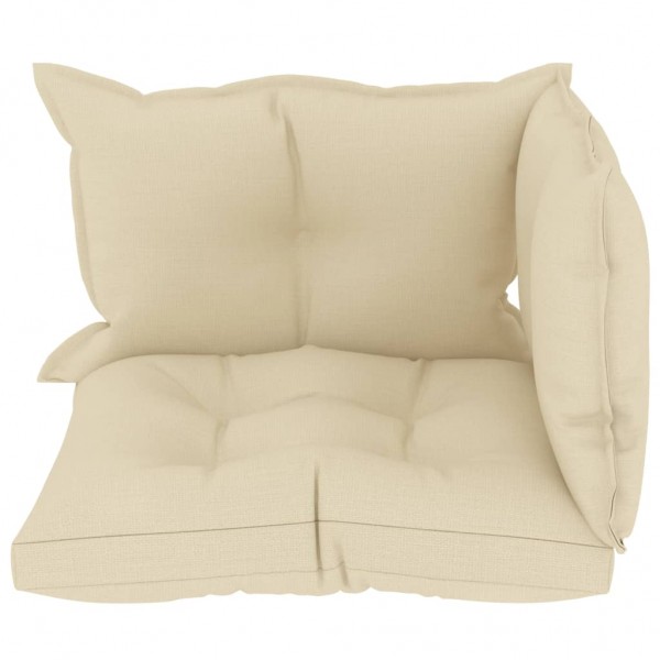 Almofadões de paletes 3 pcs tecido creme M 3