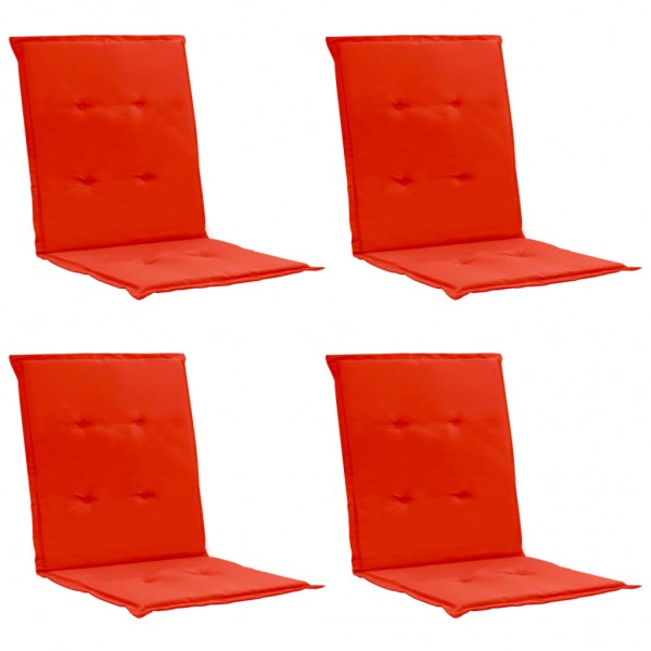 Cojín silla jardín respaldo bajo 4 uds tela Oxford rojo D