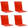 Cojín silla jardín respaldo bajo 4 uds tela Oxford rojo 1