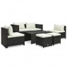 Set muebles de jardín 6 piezas y cojines ratán sintético marrón 1