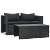 Set muebles de jardín 6 piezas y cojines ratán sintético negro 2