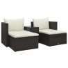 Set muebles de jardín 5 piezas y cojines ratán sintético marrón 1