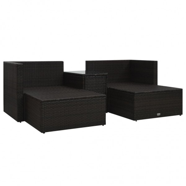 Set muebles de jardín 5 piezas y cojines ratán sintético marrón M 3