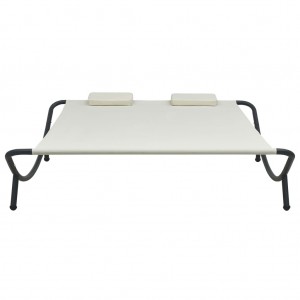 Tumbona doble de exterior de tela color crema H