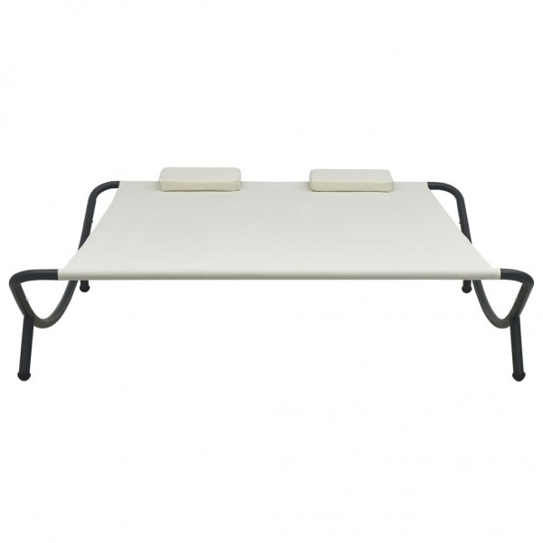 Tumbona doble de exterior de tela color crema M 2