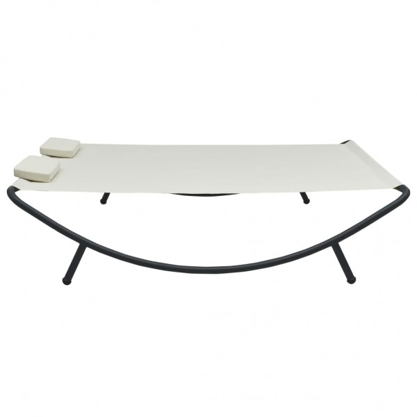 Tumbona doble de exterior de tela color crema M 3