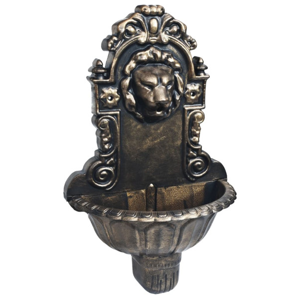 Fonte de parede com design cabeça de leão cor bronze M 2