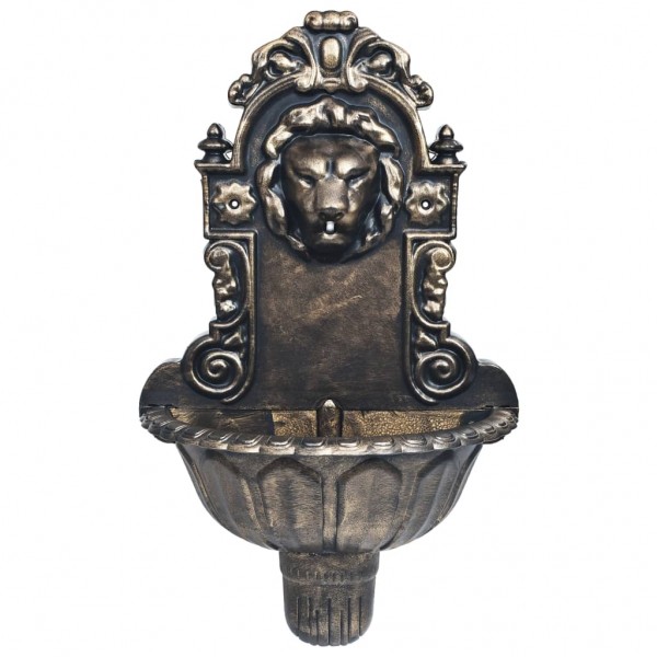 Fonte de parede com design cabeça de leão cor bronze M 5