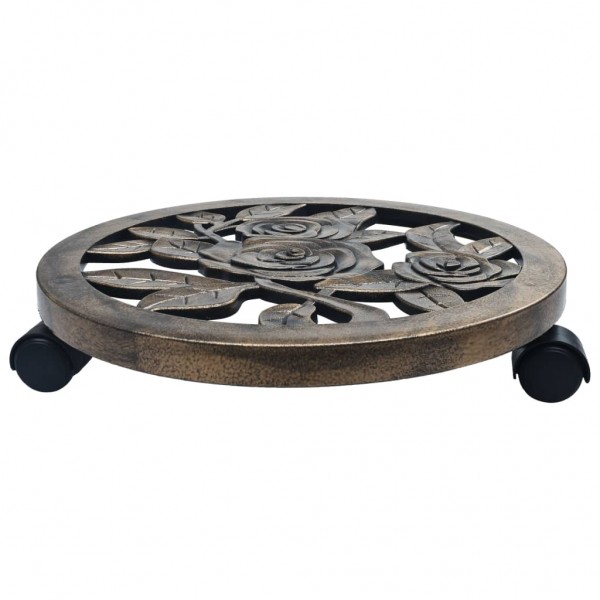 Suportes com rodas para plantas 6 pcs 38 cm plástico bronze M 2