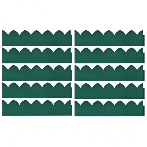 Bordes de jardín 10 unidades PP verde 65x15 cm M 2