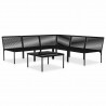6 pcs conjunto lounge de jardim c/ almofadões PVC preto 3