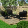 5 pcs conjunto lounge de jardim c/ almofadões PVC preto 1
