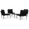 5 pcs conjunto lounge de jardim c/ almofadões PVC preto 2