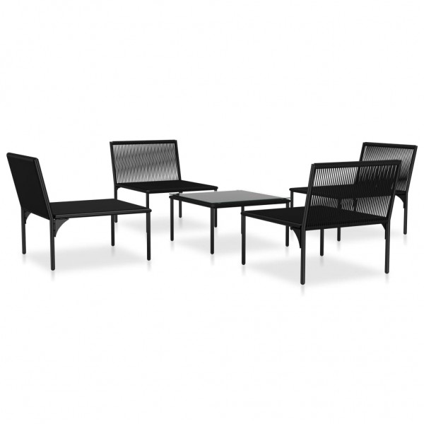 5 pcs conjunto lounge de jardim c/ almofadões PVC preto M 3