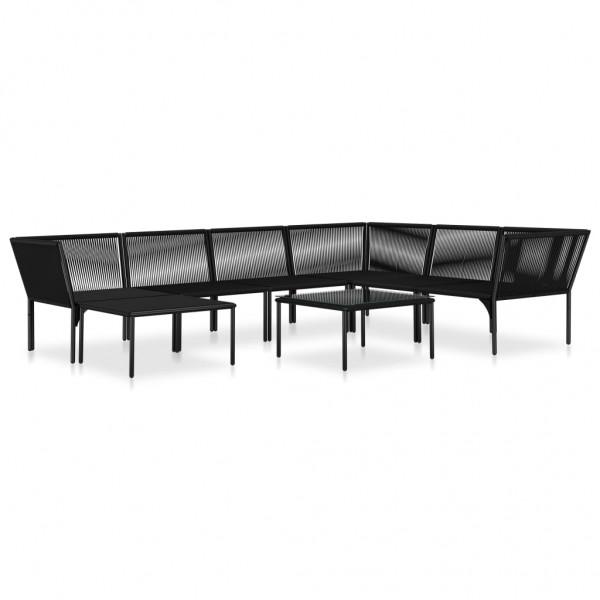 8 pcs conjunto lounge de jardim c/ almofadões PVC preto M 3