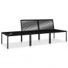 3 pcs conjunto lounge de jardim c/ almofadões PVC preto 3