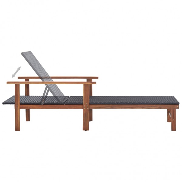 Tumbona de ratán sintético y madera maciza de acacia negro M 5