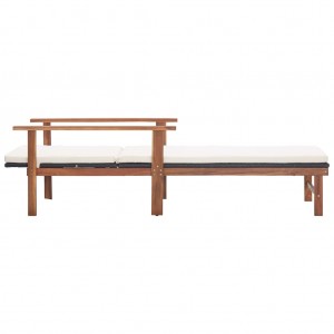 Tumbona con cojín ratán sintético y madera maciza acacia negro H