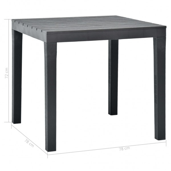 Mesa de jardín de plástico gris antracita 78x78x72 cm M 5
