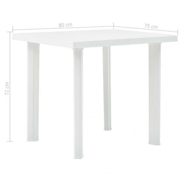 Mesa de jardim 80x75x72 cm plástico branco M 5