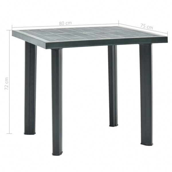 Mesa de jardim 80x75x72 cm plástico verde M 5