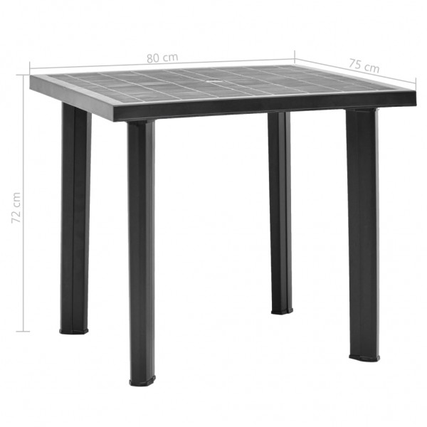 Mesa de jardín de plástico gris antracita 80x75x72 cm M 5