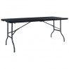 Mesa de jardim dobrável 180x75x72 cm PEAD imitação vime preto 1