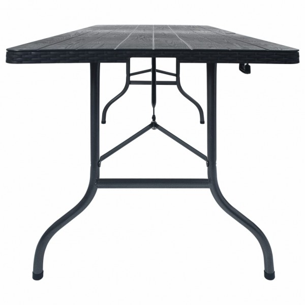 Mesa de jardim dobrável 180x75x72 cm PEAD imitação vime preto M 2