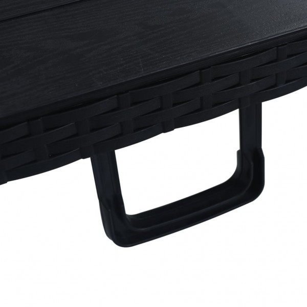 Mesa de jardim dobrável 180x75x72 cm PEAD imitação vime preto M 4