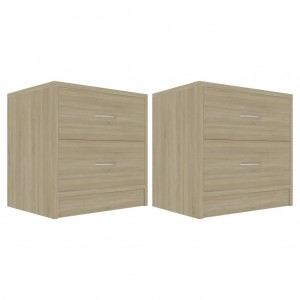 Mesas de cabeceira 2 pcs derivados de madeira carvalho sonoma H