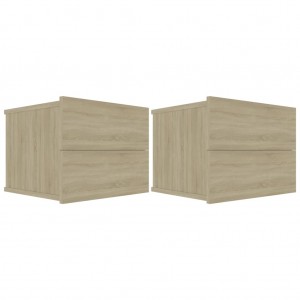 Mesas de cabeceira 2 pcs derivados madeira carvalho sonoma H