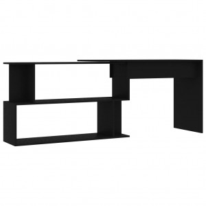 Escritorio de esquina madera contrachapada negro 200x50x76 cm H