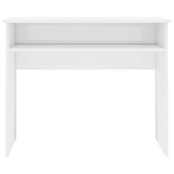 Escritorio de madera contrachapada blanco brillo 90x50x74 cm M 4