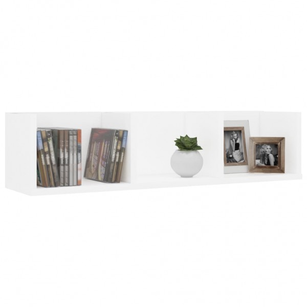 Estante de pared para CD madera contrachapada blanco 75x18x18cm M 2