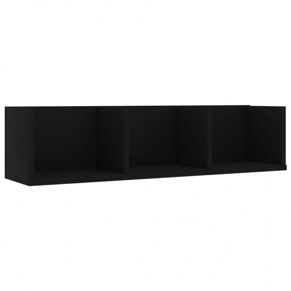 Estante de pared para CD madera contrachapada negro 75x18x18cm D