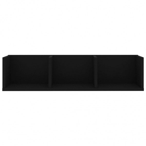Estante de pared para CD madera contrachapada negro 75x18x18cm M 3