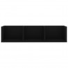 Estante de pared para CD madera contrachapada negro 75x18x18cm 3