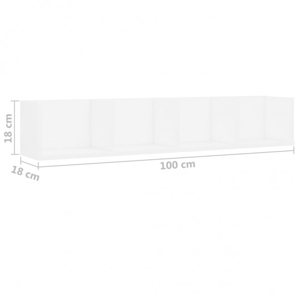 Estante de pared para CD contrachapada blanco 100x18x18 cm M 5