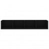 Estante de pared para CD contrachapada negro 100x18x18 cm 3