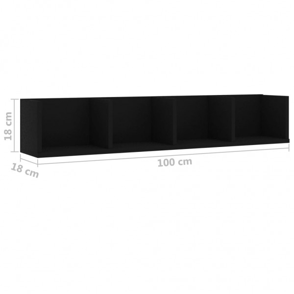 Estante de pared para CD contrachapada negro 100x18x18 cm M 5